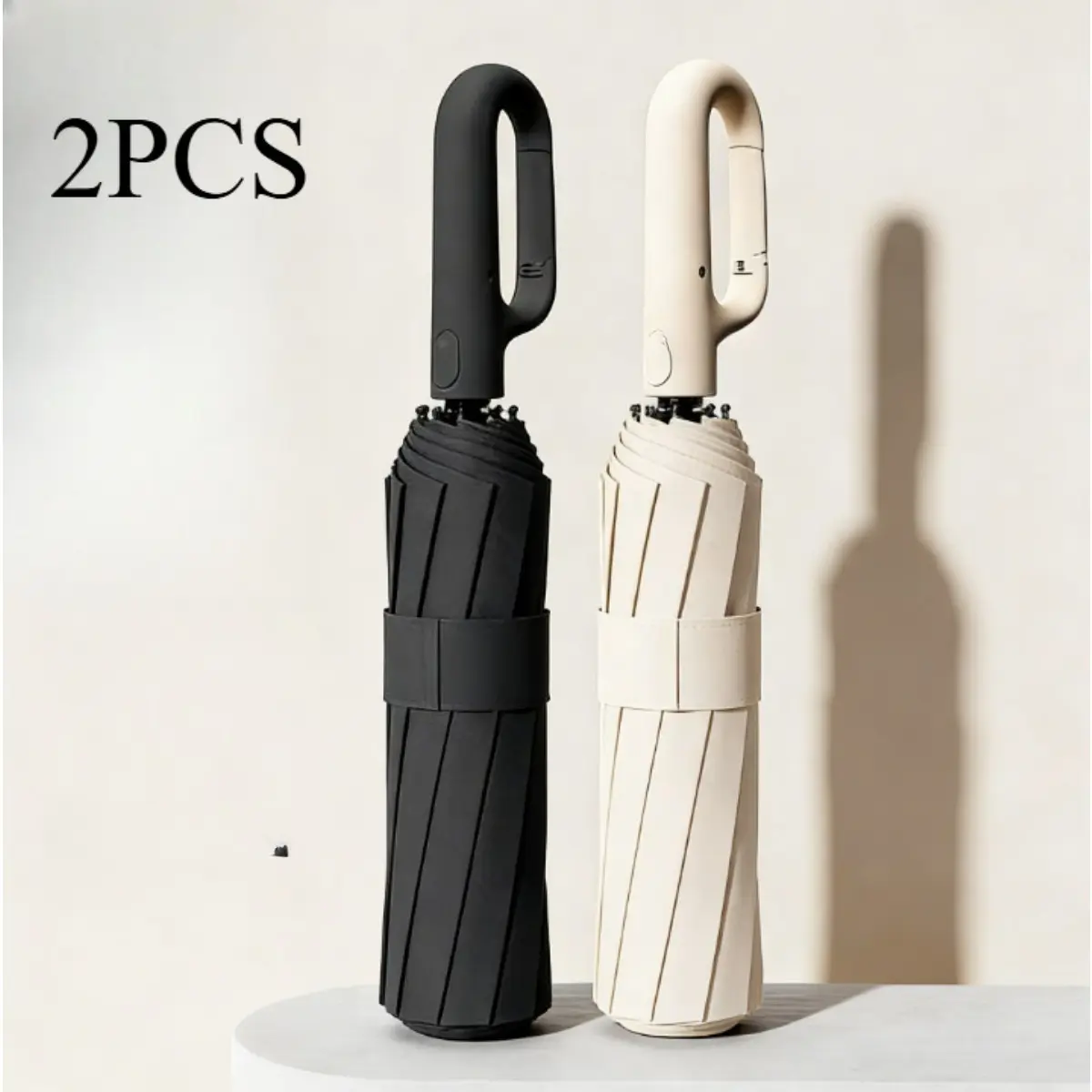 Stylish Automatic Folding Umbrella with Ring Buckle, Fully Automatic 10-bone Anti-break Buckle Umbrella Handle, Easy To Hang All-weather Parasol, Portable Windproof and Rainproof Unisex