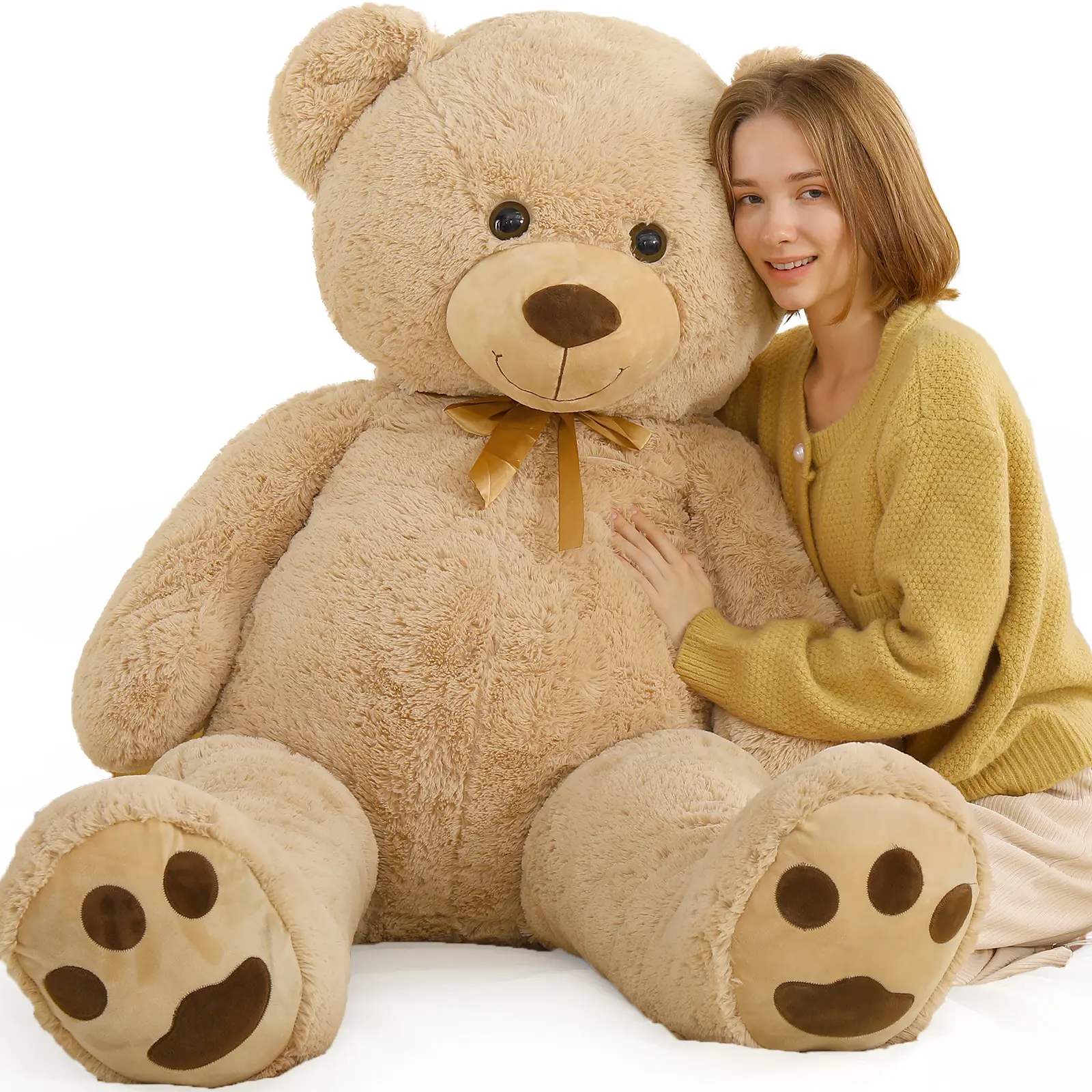 5 ft Dark Brown Giant Plush Bear - Smiling Face Premium Stuffed Toy, Soft Stuffed Animal, Plushie Love - Ideal Gift for Girlfriend, Kids on Valentine's Day, Christmas