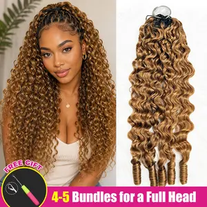 ISEE HAIR Burmese Curly #30 Light Auburn Crochet Braid Hair Extensions for Miracle Knots Human Hair Extensions Pre-Separated 50g/Pack (32-38 Strands Per Pack）– Knotless Boho Braids Vacation Hair #Summervibe#ISEECrochetNewArrivals