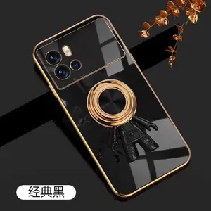 For iQOO 9 6D Astronaut Electroplated Ring Stand Phone Case HNTKR-0200