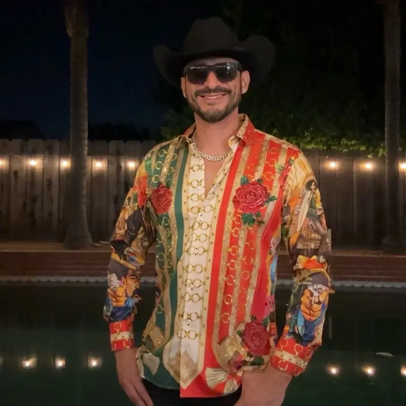 Pancho Villa Rhinestone Long Sleeve Shirt (Slimfit)