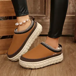 Women Multi Color Fashionable Winter Warm Mini Snow Boots Tire Sole Fleece Plush Lined Shoes Indoor Outdoor Slippers