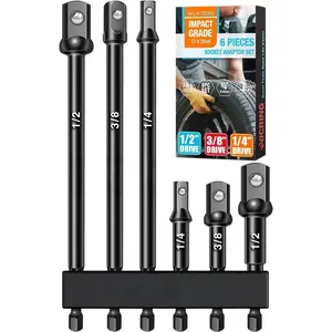 Impact Socket Adapter Set - 1/4, 3/8, 1/2 Drive Socket Adapter for Drill & Impact Wrench (6 Pcs, 3" & 6")