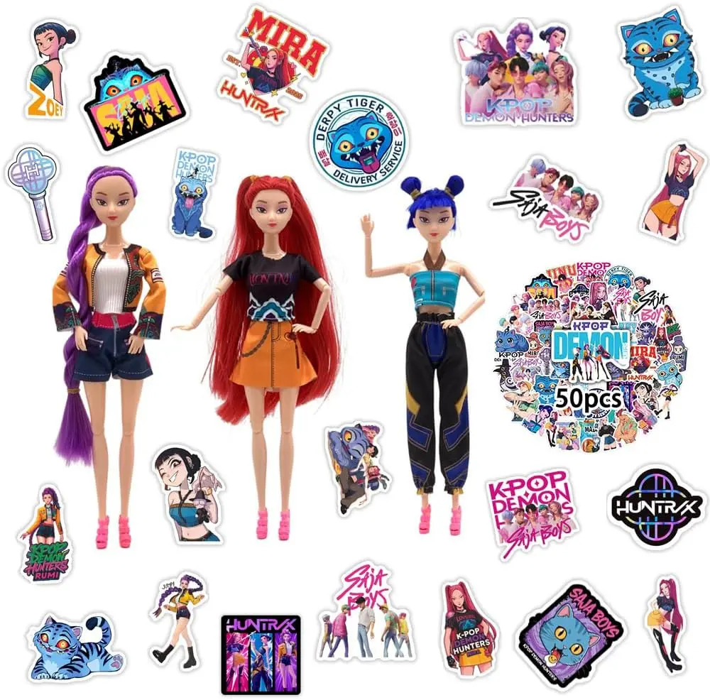 3Pack Demon Hunters Toys Set,Demon Hunters Dolls Set | 11.5-inch Poseable Dolls with Movable Joints50 Stickers Included Suitable for Fans and Kids Game Gift