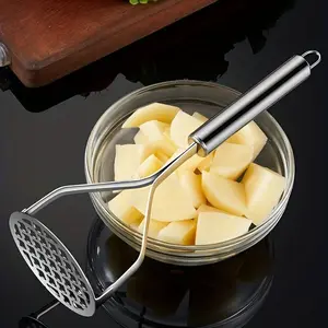 Effortless Stainless Steel Masher, Press to Mash Without Splashing, Potato Vegetable Baby Food Tool, Durable and Easy to Clean, Kitchen Gadget, Utensils, Kitchenware