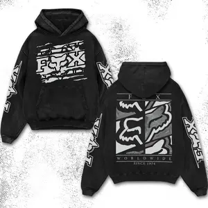 Retro Fox World Wide Racing Men's Hoodie Cotton, Motor World Championship Enthusiast, Apparel Streetwear Racing Team, Motocross Motobike Riders Supermotor MotoGear Clothing, Off-Road For Dirt Bike Fan