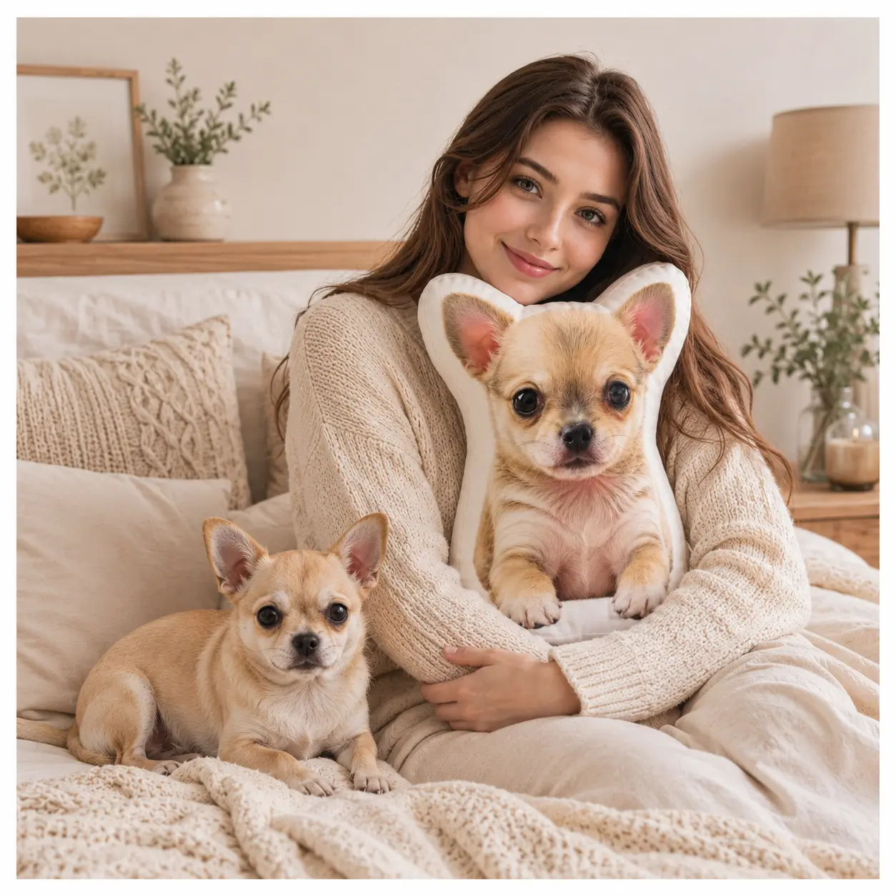 Custom Pet Shaped Cotton Soft Plush Pillow - Skin-Friendly, Customizable Face/Character/Animal Motif Standard Pillows with Anti-Pollution, Fade-Resistant Double-Side 3D Printing, for Birthday, Christmas