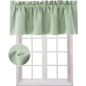 Valance Curtains for Kitchen Blackout Thermal Insulated Solid Window Curtain Valance, Seafoam Green, 42 x 12 Inches, 1 Panel