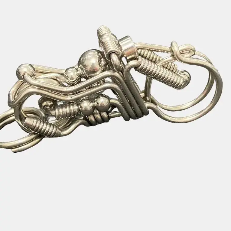304 Stainless Steel Keychains with Motor Shape Handmade Keychains Solid Design Red Gem Accent