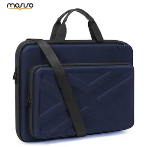 MOSISO 13.3–17.3 Inch Men Women Hard Shell EVA Laptop Shoulder Bag, Waterproof Shockproof 180° Open Briefcase with Removable Strap & PU Handle, Front Pocket & Trolley Strap, Compatible with MacBook Air/Pro, Dell, HP, ASUS – Business, Travel, Work & School