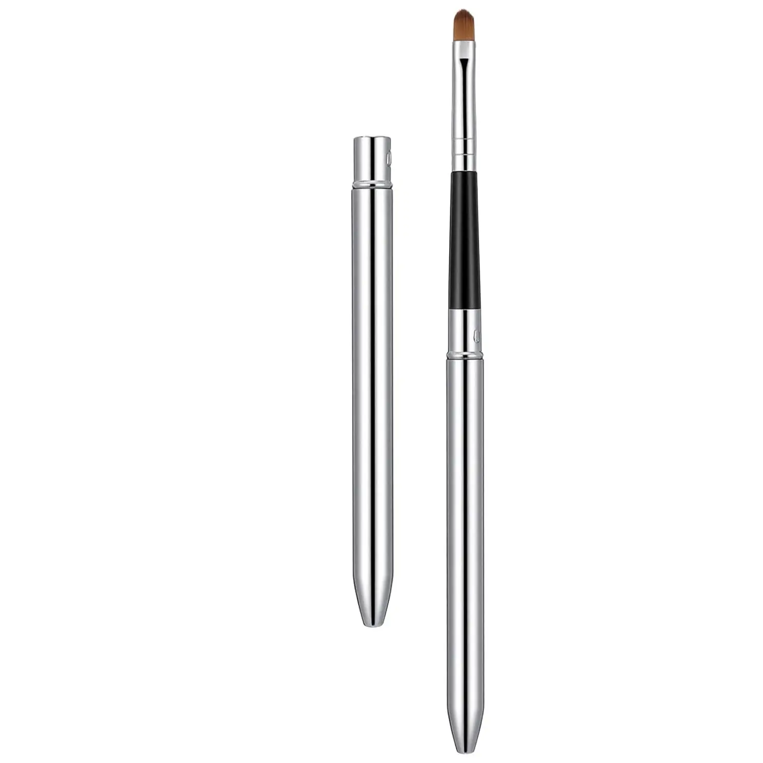 2-Pack Lip Brush Set, Extendable Covered Lip Brush, Silver Color Travel Lip Brush, Precision Lip Makeup Tool for Women and Girls, Makeup Brushes