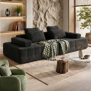 [Father's Day] 113" Modular Sofa, sofas para sala,No Assembly Required. Upgraded luxury fabric with waist support, ，2 Packages Shipping. Extra large modular cloud 3-seat couch for living room, bedroom and lounge. sectional Fofa summervibe fathersdaygifti