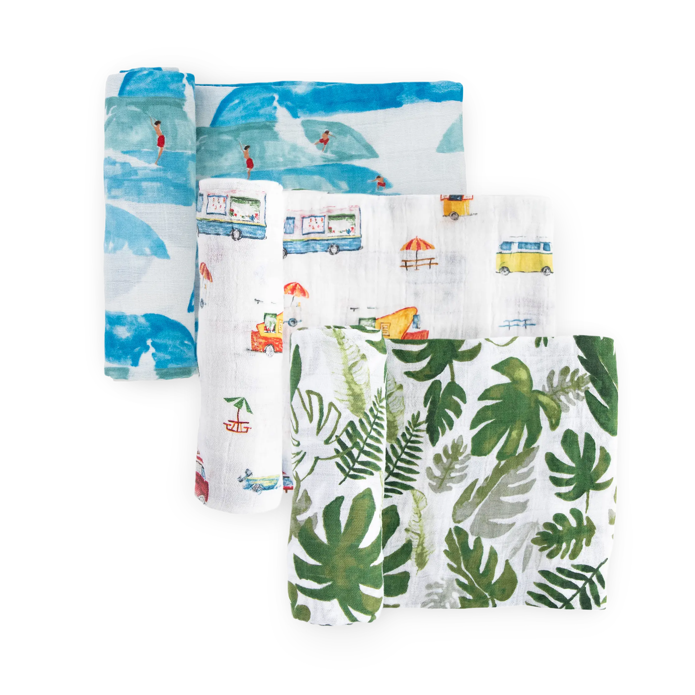 100% Gentle Cotton Muslin Swaddle Blanket 3-Pack - Newborn Baby Bedding, Mimics Womb Hold, Summer Vibe, 3‑Pack Ease