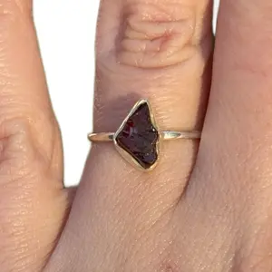 Sterling Silver Garnet Rough Stone Ring