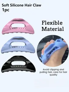 Soft Silicone Hair Claw, Anti-Drop Unbreakable Hair Clip, Square Hair Claw Clips for Women, Flexible Clawclip for Thick Hair, Lightweight Large Clip, soft hairpins, suitable for various occasions, 2026 New Design Hair Accessories, Hijab Hair Clip