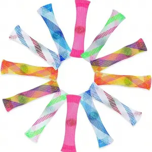 5/15/30Pcs Colorful Stress Relief Knitted Net Bead Squeeze Toy, Pull Apart Knitted Tube Venting Pop Beads, Random Colors