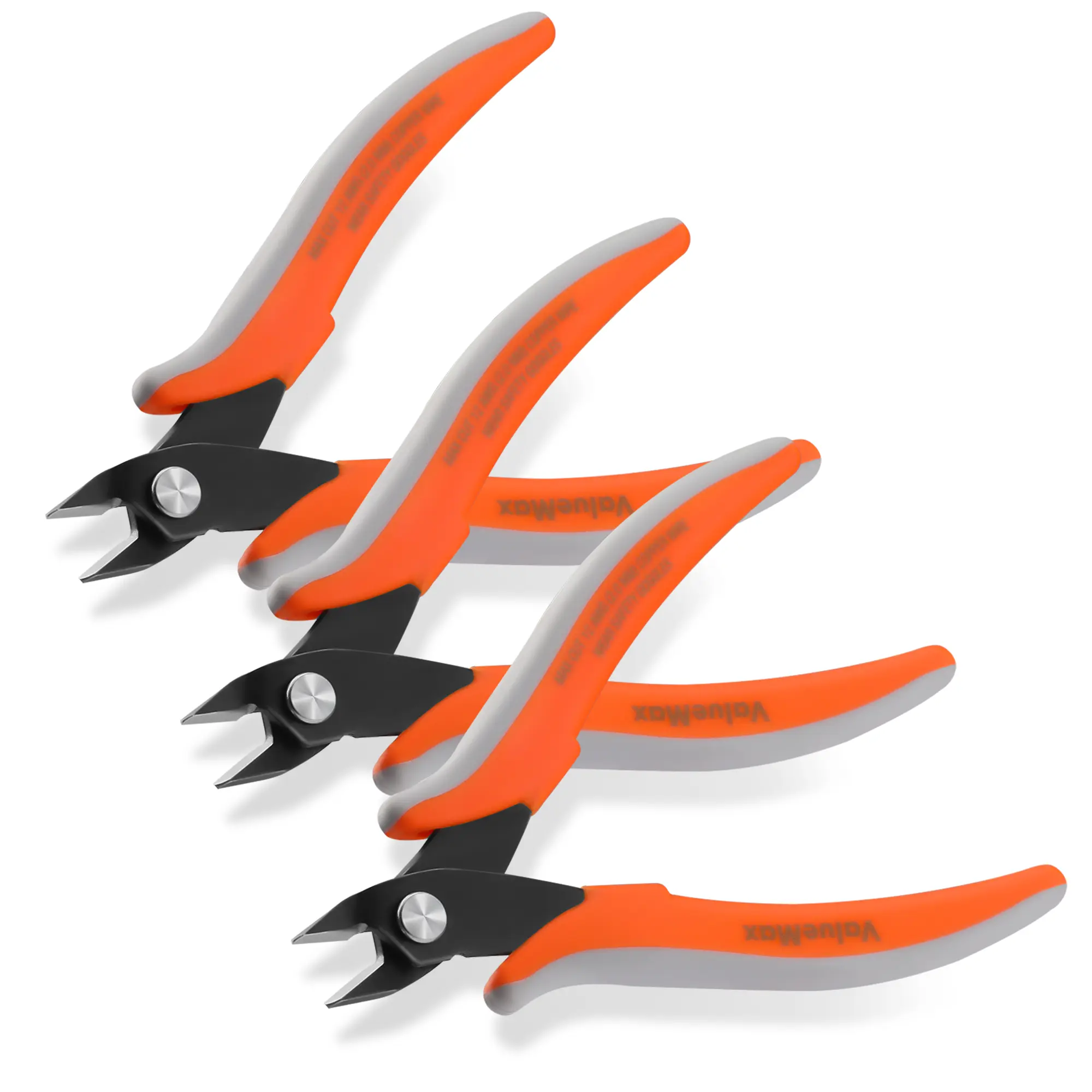 #summersale ValueMax Flush Wire Cutters, 3 Pack 5 Inch Precision Micro Cutter Anti-Slip Flush Cut Pliers, Diagonal Side Cutters for Electronics, Aluminum, Jewelry, 3D Printing, and Soft Copper Wire