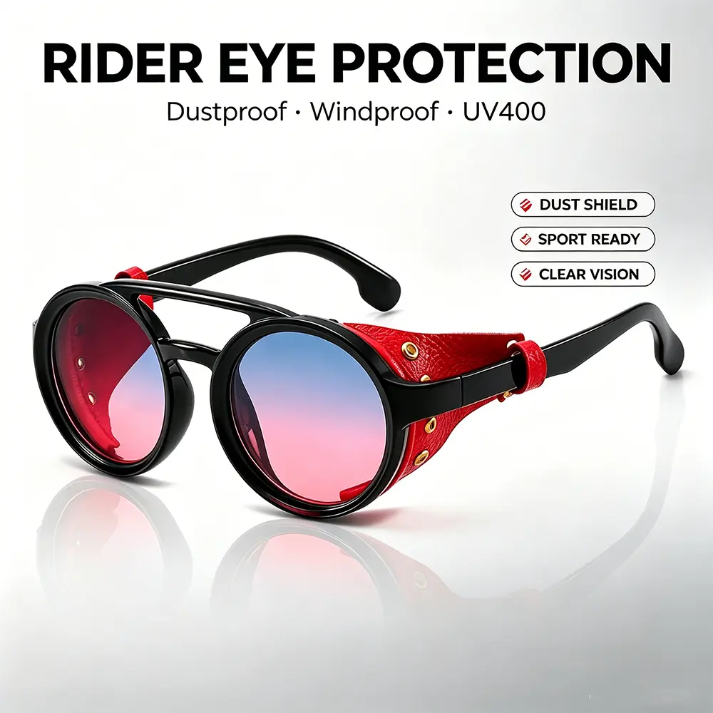 Men's Classic Round Full Rim TAC Outdoor Polarized Sunglasses - Sturdy PC Plastic Frame, UV400 Blocker, Non-Prescription-Friendly, for Driving, Fishing, Motor Sports, Stylish Sunglasses, Polarised Lens