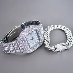 CETBY silvery,golden,Rose golden Watch with Gift Boxes, Adjusters,Cuban Bracelet,Square Dial Quartz Wristband Wrist Watch - Perfect for Men, Women, Friends, Lovers, and Parents - Ideal for Parties and Christmas Gifts