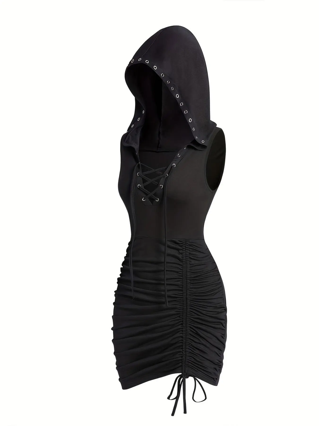 hoodie dress with corset Tiana Sculpt Corset Hoodie Dress  Black