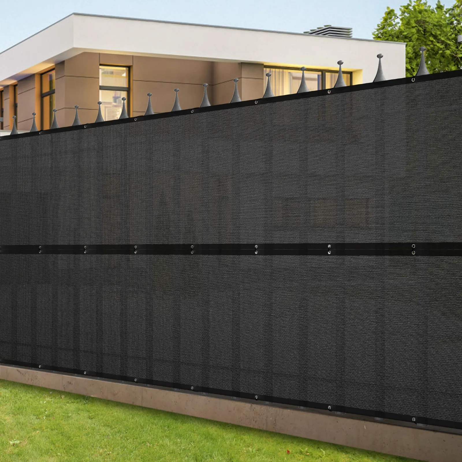 Fence Privacy Screen, 5' x 50' Windscreen Fencing Shade Cover with Grommets for Wall Outdoor Garden Patio Yard Pool Deck Balcony, Black