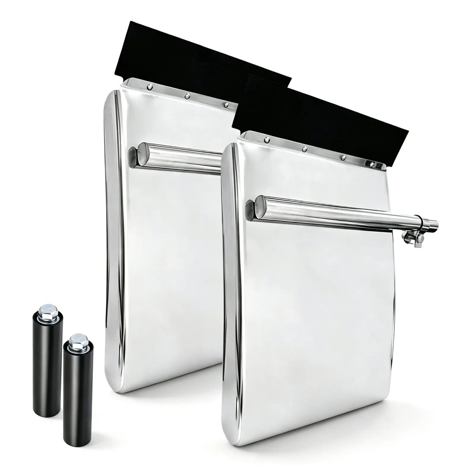 Stainless Steel Quarter Fenders Kit Pair for Semi Trucks & Trailers, 24"x29" Car Vehicle Mud Flaps Protector Accessories with Easy-Install Hardware, Tube Bracket, Left-Right Debris Guard (Fits Kenworth, Freightliner, No Universal Fit), Automotive