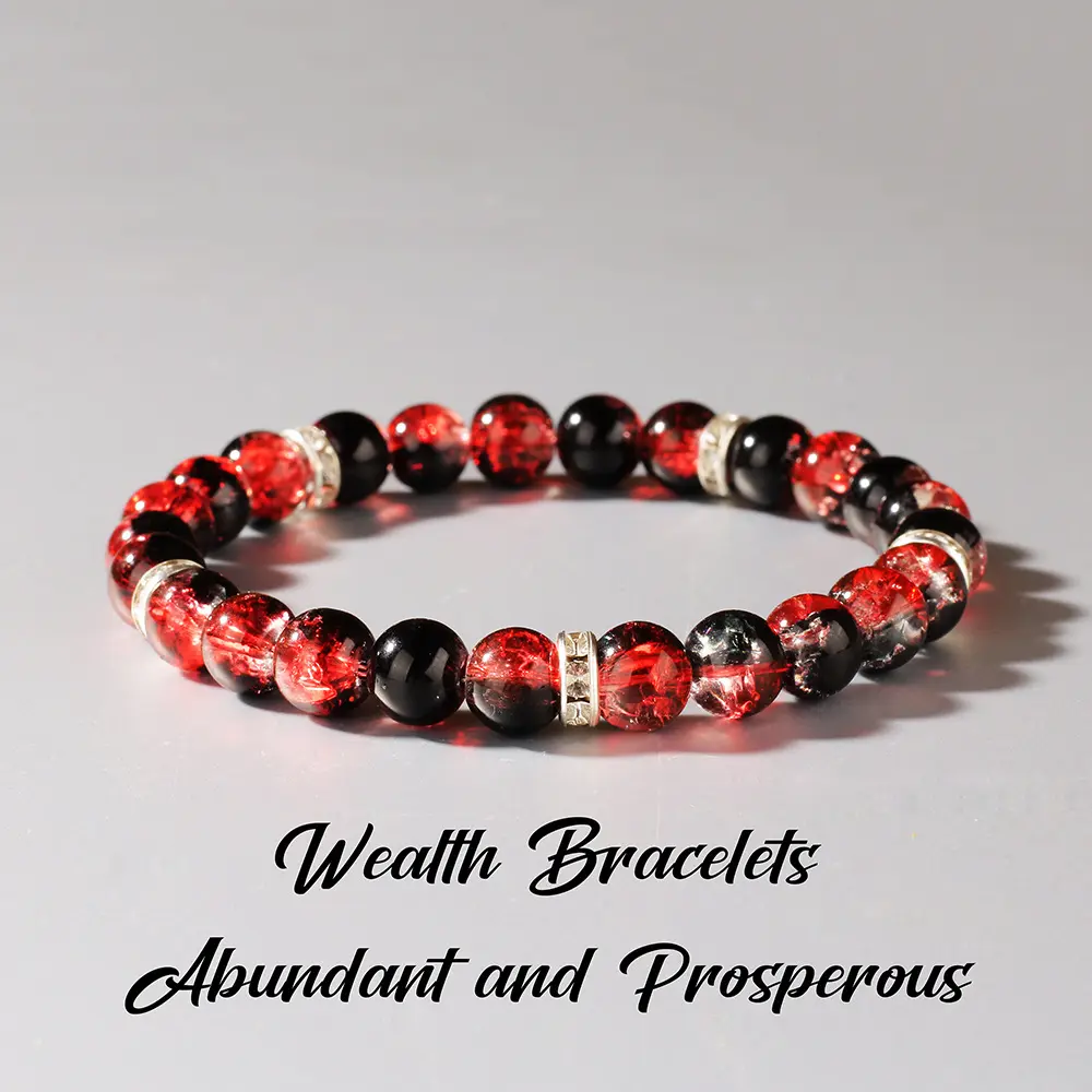 Unisex Alternating Beaded Red & Black Exquisite Bracelet - Wealth-Attracting Costume Jewelry for Daily Wear or Special Occasions, Elegant Accessory with Small Beads Choking Hazard Note