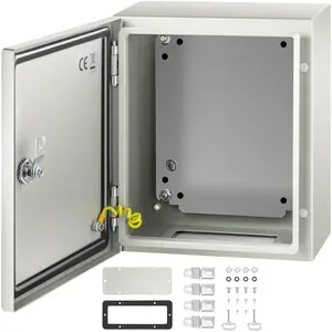 【fathersdaygift】VEVOR NEMA 4X Steel Lock Box, 12x10x6 in IP66 Waterproof Dustproof Electrical Enclosure, Indoor/Outdoor Junction Box with Mounting Plate