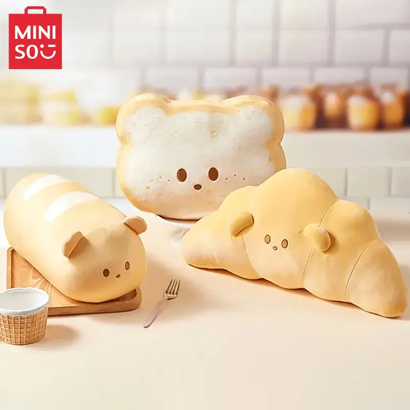MINISO French-Style Bread Toast Hugging Pillow,Ultra-Soft Toast Couch Companion,Soft, Cute Croissant Cushion/Backrest Pillow, Baguette Plush Doll,Perfect for Sofa, Bed, or Emotional Support,Holiday Gift Birthday Gift