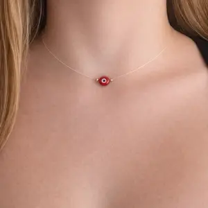Evil Eye Nylon Necklace  Minimalist Protection Jewelry