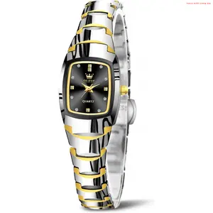 Fashion Brand OLEVS Watches for Women Small Square Face Ladies Watches Waterproof Tungsten Steel Dainty Dress Rectangle Female Womens Wrist Watches for Small Wrists Gold/Silver/Black/Rose Gold