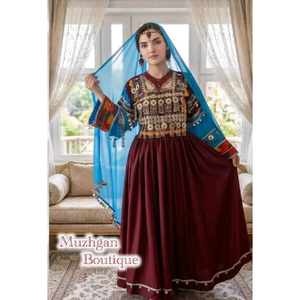 Muzhgan Boutique Traditional Elegant Dress - Handcrafted Heritage Style  لباس مجلسی سنتی مژگان بوتیک - اصالت، هنر و زیبایی