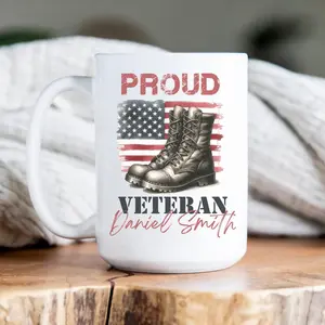 Veteran's Day Gift, Personalized Veterans Day Mug, Unique Gift for Patriots, Proud Veteran Mug, Veteran with American Flag