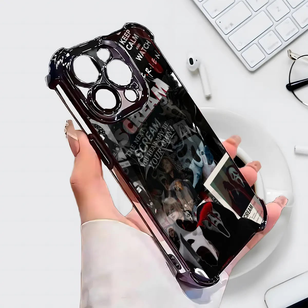 Scream Horror Fan Phone Case with Bloody Ghostface Mask Design, Perfect for Halloween Lovers Compatible with iPhone 11/12/13/14/15/16 (Pro Max/Plus)