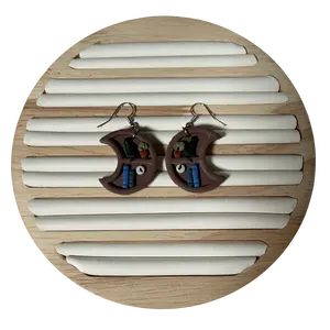 Handmade Jewelry Polymer Clay Moonlit Reading Nook Dangle Earrings, Fashion Costume Accessories for Women, Polymer Clay Earrings