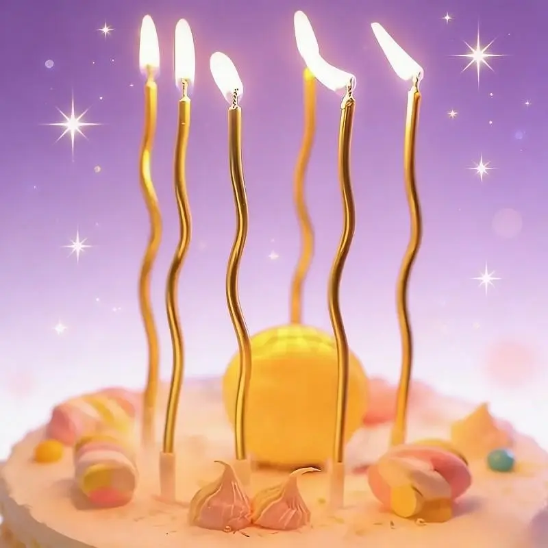 6/36 Spiral Twist Birthday Cake Candles, Cake Decorating Supplies, Elegant Arc Shape, Metal Insert, Perfect for Birthdays, Weddings, Holidays, Parties, Cake Decoration