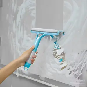 3-in-1 Glass Mirror Cleaner with Built-in Spray, Handheld Window Squeegee with Cleaning Sponge, Streak-Free Wiping, Soft Rubber Durable, for Bathroom Mirror Window Glass, Must Have Cleaning Tool