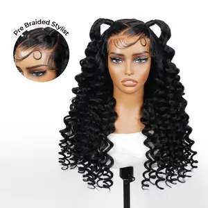 Alipearl Hair Wand Curls with Space Buns Pre Styled Glueless Wig 6x8 Lace Closure Wig Loose Curl Stylist Wigs Pre Cut Lace Pre Bleached Lace Knots