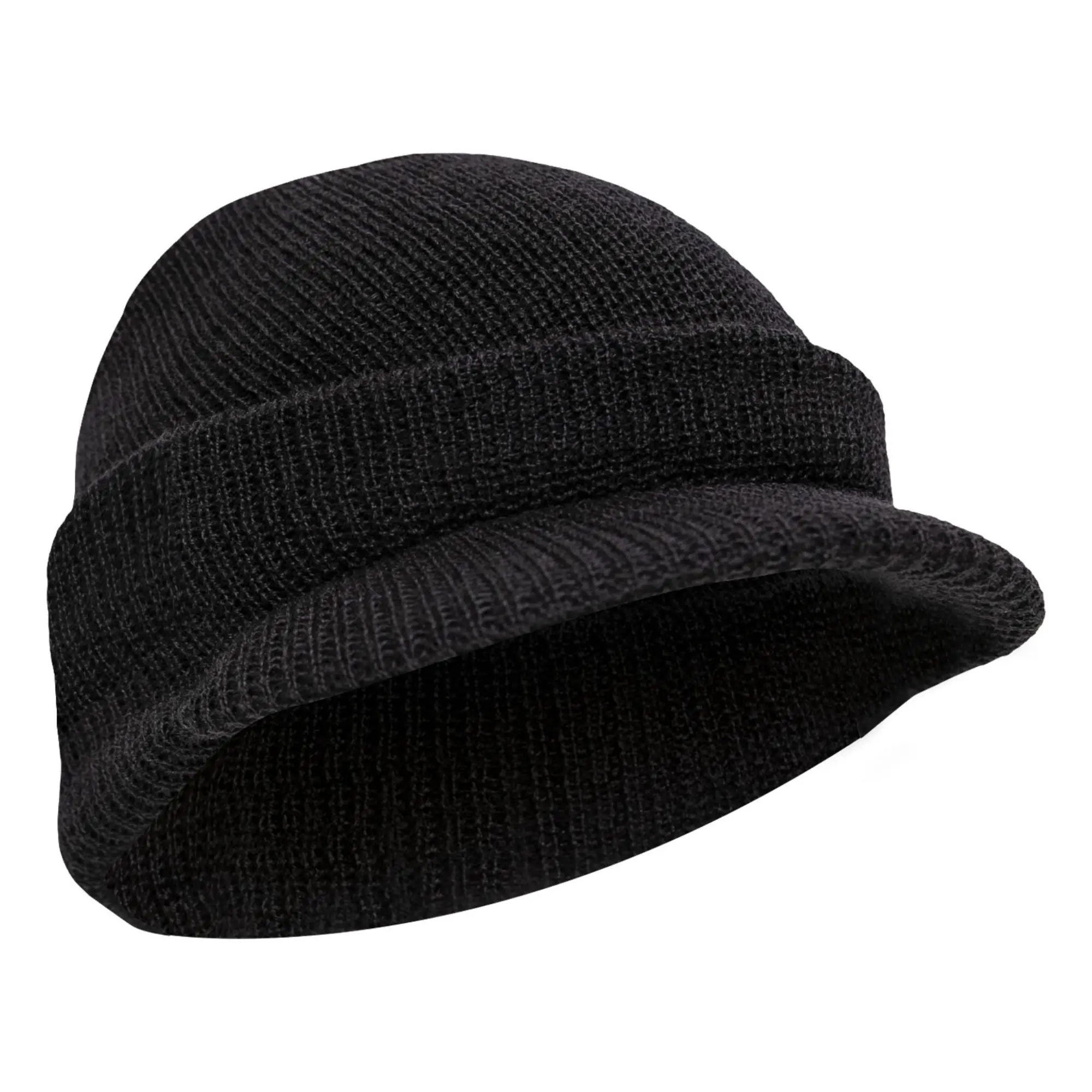 100% Wool Knit Beanie - Basic Classic Military-Inspired Genuine G.I. US Govt DOD Design, Unisex 1-Size Fits Most, Warm Double-Layer Brim Visor Knit Cap, Made in USA, Windy/Cold Weather Accessory