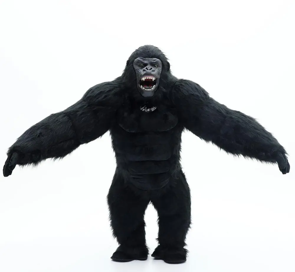 Inflatable Gorilla Costume for Adults, 2.6m Giant Plush Mascot Jumpsuit with Fan & Vest for Halloween, Christmas, Festival Party