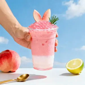 JILE Peach Boba Jelly Cubes - 8 Packs (320g) | Sweet & Chewy Dessert Topping for Milk Tea, Yogurt, Smoothies | DIY Drink & Dessert Ingredients