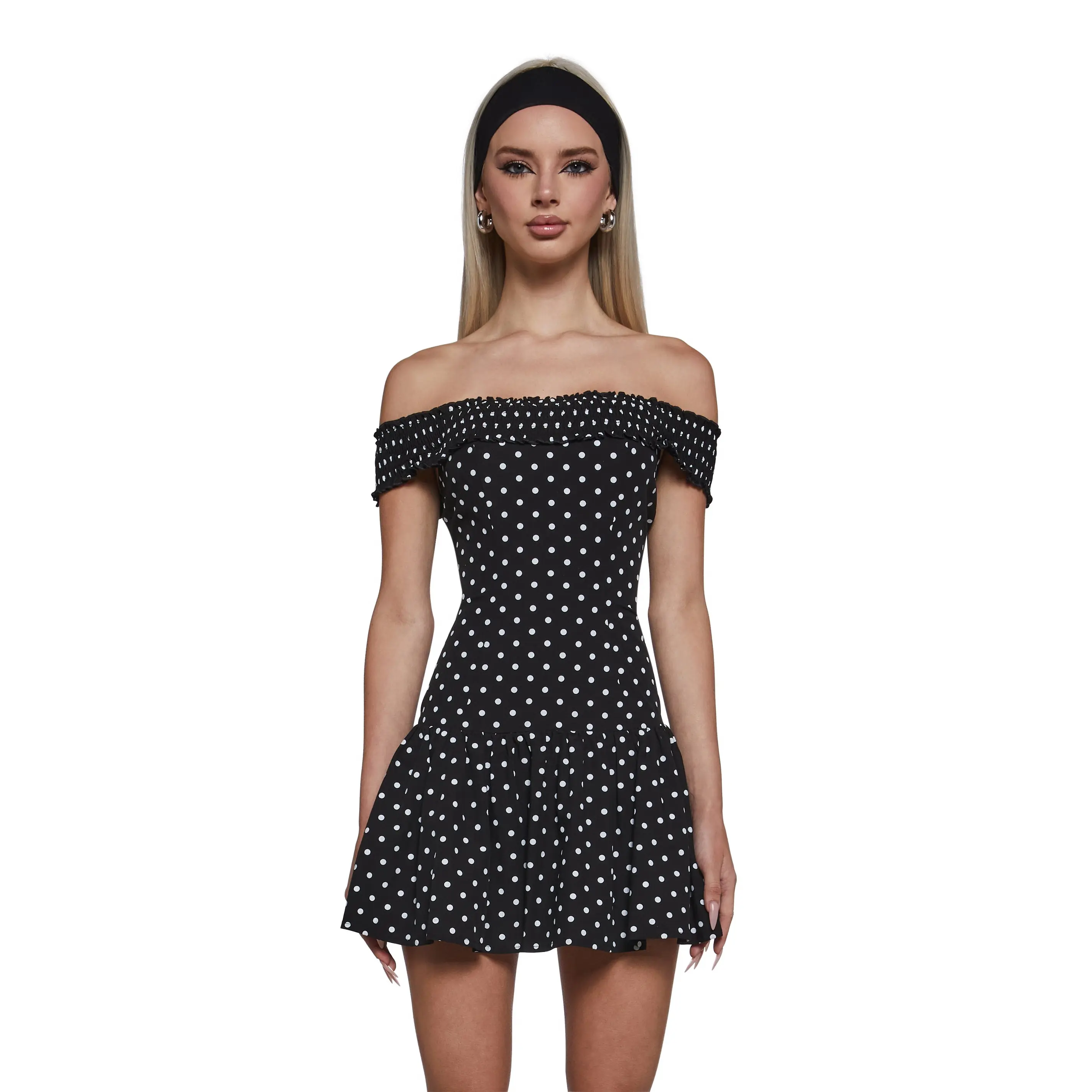 Audrey Polka Dot Dress - Black