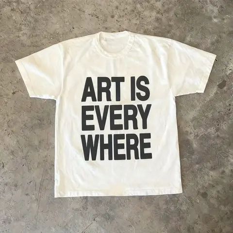Men's 25% Cotton Graphic T-Shirt - "Art is Everywhere" Yellow Crew Neck Tee, Super Soft & Breathable, Lightweight and Moisture-Wicking, Casual Summer Style, Casual Attire |     Trendy Casual Top |     Soft Knit Texture