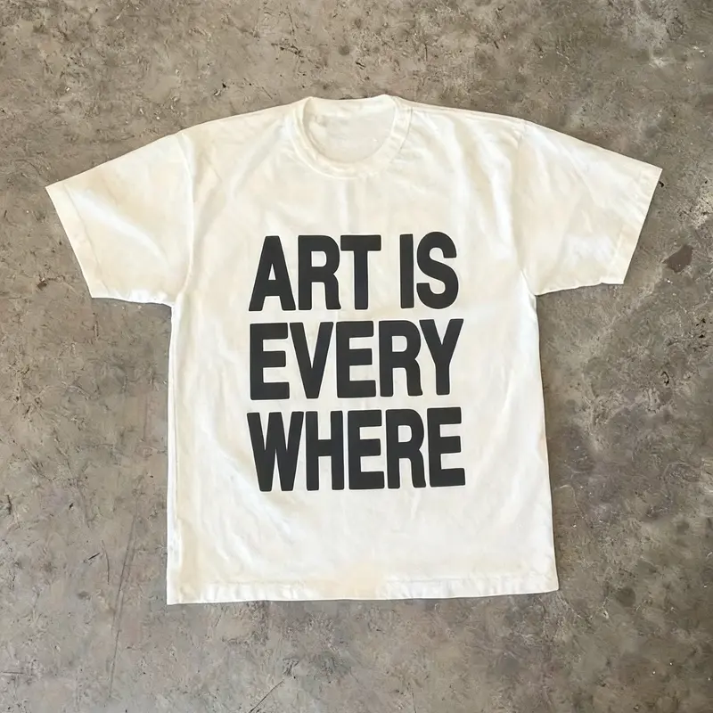 Men's 25% Cotton Graphic T-Shirt - "Art is Everywhere" Yellow Crew Neck Tee, Super Soft & Breathable, Lightweight and Moisture-Wicking, Casual Summer Style, Casual Attire |     Trendy Casual Top |     Soft Knit Texture