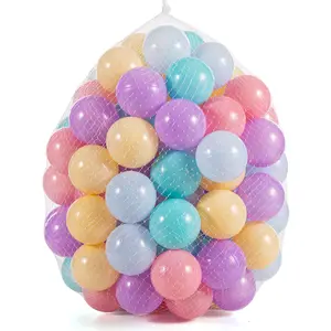 100 Counts 5 Rainbow Colors Plastic Ball Pit Balls for Toddlers Durable Storage Mesh Bag Non-Toxic BPA & Phthalate-Free 2.2 Inches Diameter Safe Play Balls