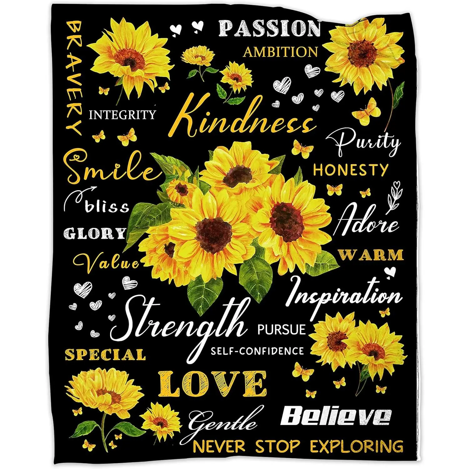 Women's Sunflower Throw Blanket (60x80in) - Super Soft Anti-Static Flannel Fleece, Flower, 3D Floral, Adorable Style, Afghan Style, All Season for Bed, Home Decor, Birthday Christmas Mother's Day Gifts, Flower Blankets, 3D Floral Blankets