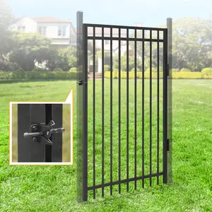 Fencer Wire Heavy Duty Flat Top Fence Gate, 6FT Height x 4FT Width Outdoor Fence Gate, Outdoor Anti-Rust Metal Steel Gate for Fencing Barrier, Decorative Garden Gate for Residential, Yard, Pool, Patio, Pack of 1/5/10