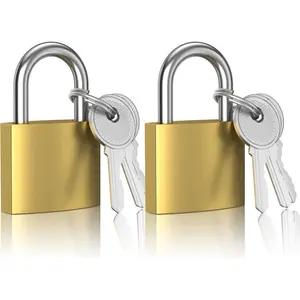 Lock 32mm, 2 Pcs Padlocks, Small Padlock with Keys (keyed Alike), Lock with Key Padlock for Travel Bags, Gym Locker Padlocks, Keyed Padlocks (Yellow)