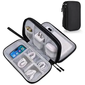 Travel Cable Organizer Pouch Electronic Accessories Carry Case Portable Waterproof Double Layers All-in-One Storage Bag for Cord, Charger,Phone,Earphone, Travel Essentials Carryall