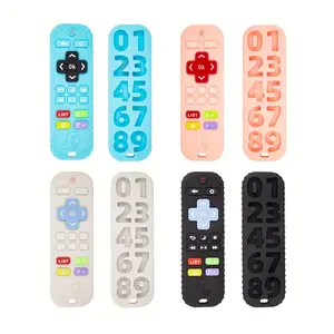 New Colorful Baby Silicone Sensory Teether Remote Control Toy, Anti-Suckling Dinosaur Pattern Chew Stick, Soothes Gum Pain, Safe & Fun for Infants